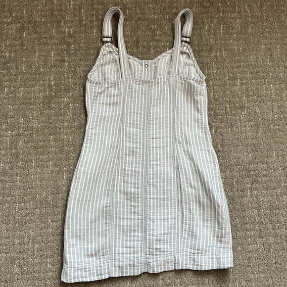 Free People Living Color Overall Mini Dress Grey White Stripe Combo Size XS - Picture 3 of 8
